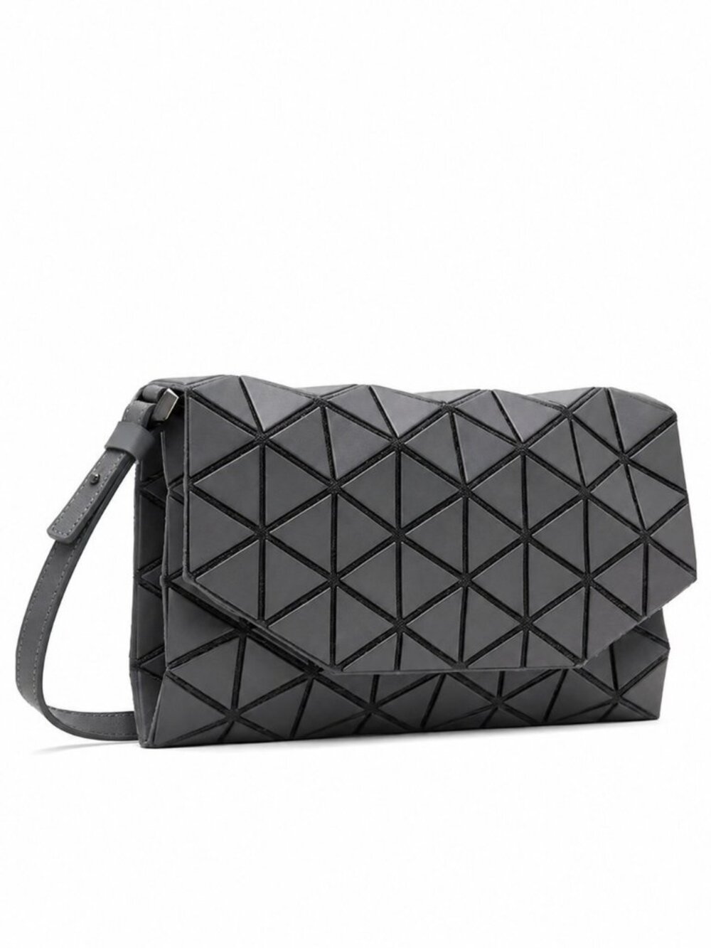 AUTHENTIC New BAO BAO Issey Miyake Matte Tonneau Shoulder Bag in Dark Gray NWOT - Picture 2 of 15